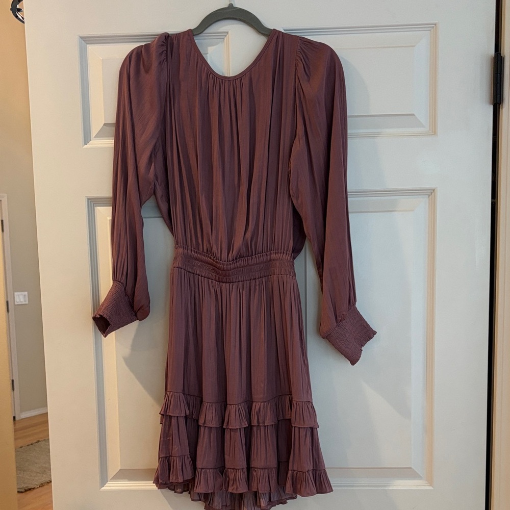 Evereve S Dusty Mauve Long-Sleeve Tiered Dress